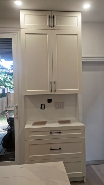 To make most of the space Ashton wanted to add cabinets to an existing kitchen.&nbsp;  But matching to existing drawer &amp; door front &amp; color can be a challenge!