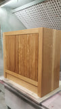 Beautifully hand crafted from solid white oak wood,  a narrow vanity cabinet (13.5" deep) to accommodate a tight space.